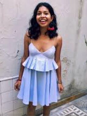 Zara Light Blue Peplum Spaghetti Strap Dress